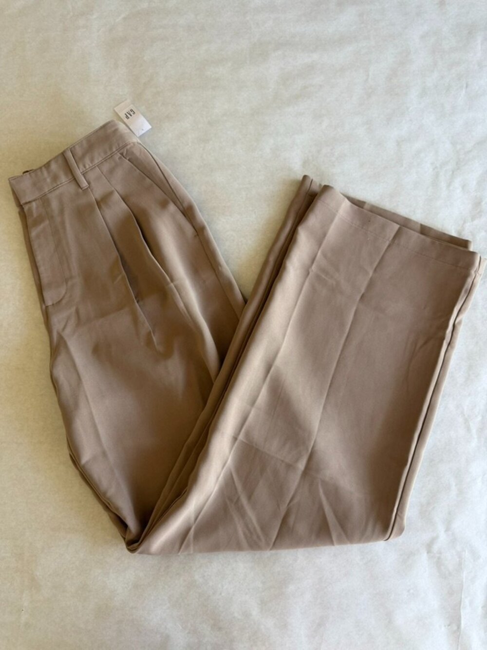 GAP Wide-Leg Pleated Easy Trousers Taupe Sz 10 Tall NWT